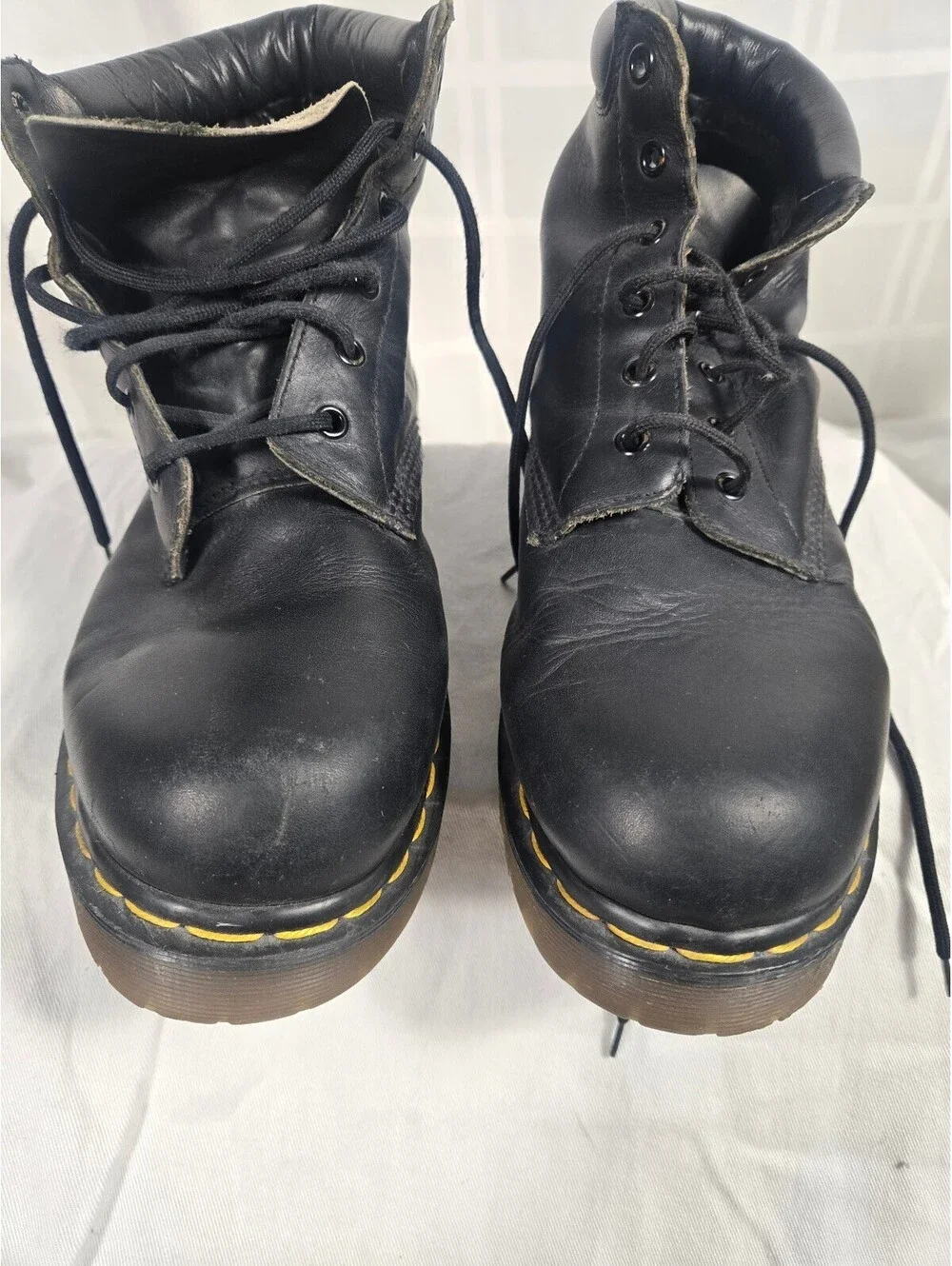 Vintage Dr. Martens 939 6-Eye Padded Collar Boots Black Leather Made In England